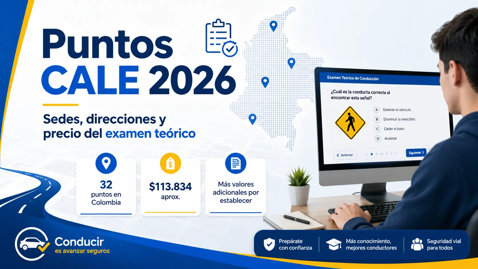 Simulacro del examen teórico CALE 2026 con 40 preguntas